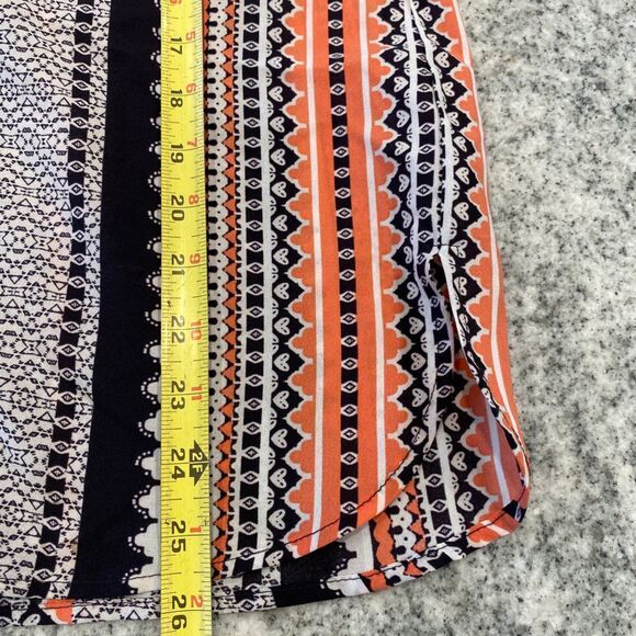 Sanctuary Small Boho Long Sleeve Coral & Navy Pattern Blouse - Picture 7 of 8